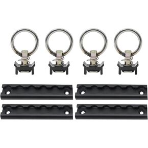 L-Track Kit Pack of 4 6" with 4 Steel Ring Fittings Heavy Duty Aluminum Tie Down System for Trucks, Pickups, Trailers, Cargo Control