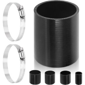 Swpeet 3Pcs 2.5 Inch - 63mm 4-Ply Reinforced Straight Silicone Hose with 59-82mm 304 Stainless Steel T Bolt Hose Clamp Kit, Automotive Pure Silicone Hose for Turbo Intake Intercooler