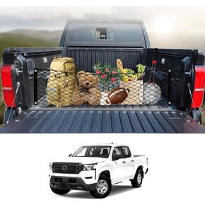 Karltys Envelope Style Truck Bed Cargo Net لنيسان فرونتير 2022-2024 2025، مرنة للغاية وشديدة التحمل للشاحنة بيك اب فرونتير شبكة سرير مقسم شبكة نايلون منظم تخزين شبكي مع خطافات معدنية in Kuwait
