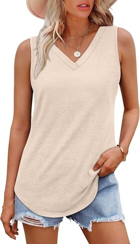 OFEEFAN Womens Tank Tops 2025 Loose Fit Casual V Neck Shirts Flowy Sleeveless Summer Tops in Saudi Arabia