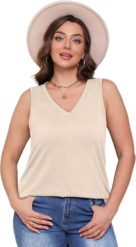 OFEEFAN Womens Tank Tops 2025 Loose Fit Casual V Neck Shirts Flowy Sleeveless Summer Tops in Saudi Arabia