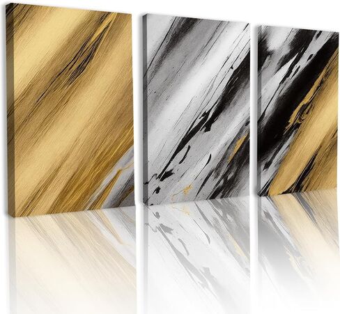 SBYMBJM Large Pictures Wall Art, Black Gold Canvas Wall Decor, Abstract Painting for Living Room Bedroom Bathroom Kitchen Home 12 × 16inch x3 in Saudi Arabia