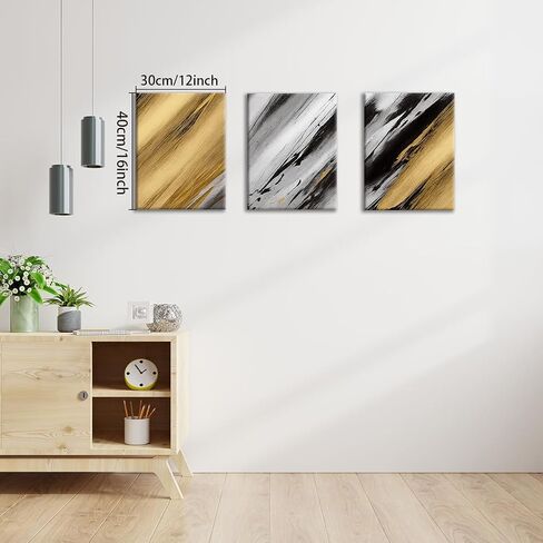 SBYMBJM Large Pictures Wall Art, Black Gold Canvas Wall Decor, Abstract Painting for Living Room Bedroom Bathroom Kitchen Home 12 × 16inch x3 in Saudi Arabia