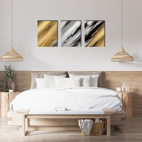 SBYMBJM Large Pictures Wall Art, Black Gold Canvas Wall Decor, Abstract Painting for Living Room Bedroom Bathroom Kitchen Home 12 × 16inch x3 in Saudi Arabia