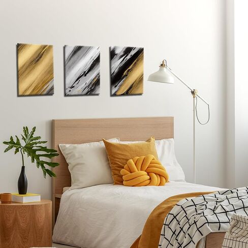 SBYMBJM Large Pictures Wall Art, Black Gold Canvas Wall Decor, Abstract Painting for Living Room Bedroom Bathroom Kitchen Home 12 × 16inch x3 in Saudi Arabia