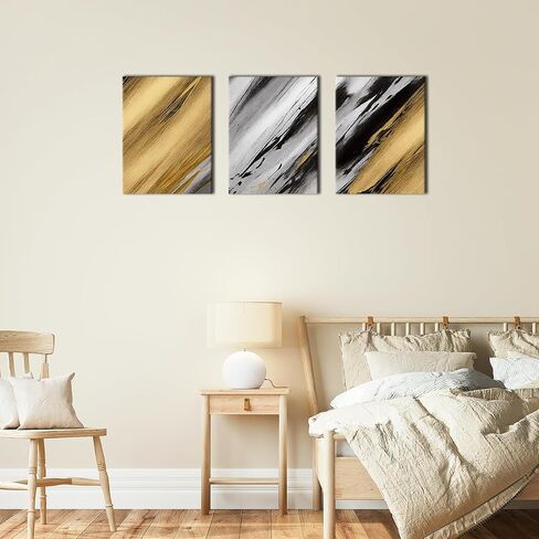 SBYMBJM Large Pictures Wall Art, Black Gold Canvas Wall Decor, Abstract Painting for Living Room Bedroom Bathroom Kitchen Home 12 × 16inch x3 in Saudi Arabia