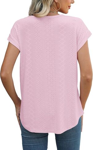 XIEERDUO Womens Tops Short Sleeve Shirts Blouses for Women Dressy Casual Cap Sleeve Tops with Curved Hem in Kuwait