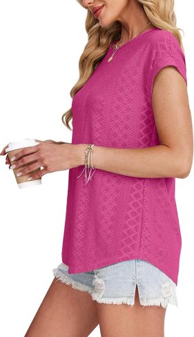XIEERDUO Womens Tops Short Sleeve Shirts Blouses for Women Dressy Casual Cap Sleeve Tops with Curved Hem in Kuwait