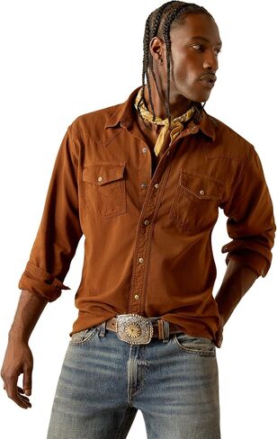 قميص Ariat الرجالي Yellowstone Earth Retro Snap بأكمام طويلة in Saudi Arabia