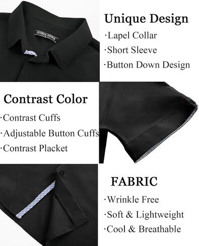 قمصان رجالي عادية من PJ PAUL JONES بأكمام قصيرة وخالية من التجاعيد قميص صيفي للشاطئ قميص منقوش متباين مع أساور قابلة للطي in Kuwait