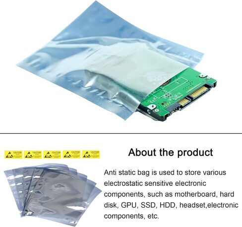 Anti Static Bags ESD Shielding Bags Reusable with Labels, [for Electronic Device GPU Hard Drive SSD HDD Motherboard] - 8x12inch/50pcs in Saudi Arabia