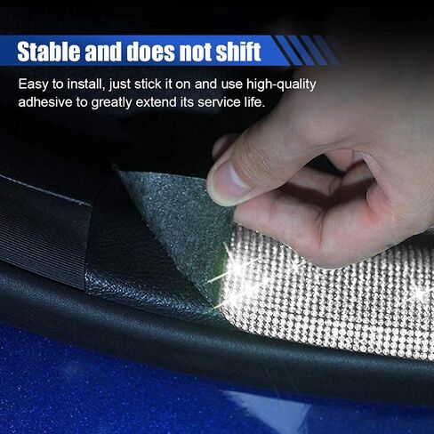 2PCS Car Door Edge Entry Guard, Bling Rhinestone Car Anti-Collision Adhesive Sticker Strip, Door Sill Strip for Rear Bumper Car SUV, Threshold Protective Stickers for Women (White) in Saudi Arabia