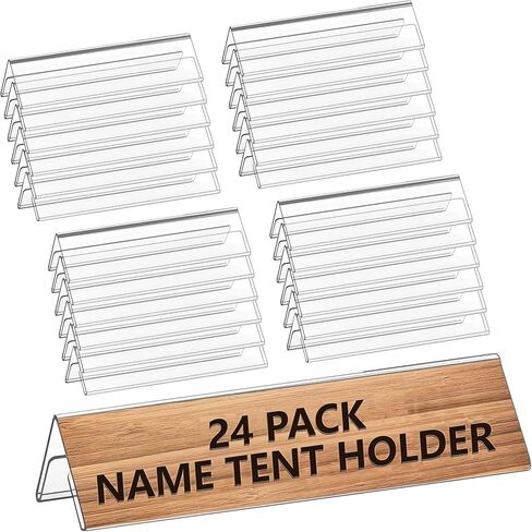 Dingelex 24 حزمة حامل لوحة اسم حائط أكريليك 2 بوصة × 8 بوصة، لوحة اسم شفافة مثبتة على الحائط، لوحات أسماء باب المكتب، صواني عرض للمنزل والمدرسة والمكتب والفصول الدراسية in Kuwait