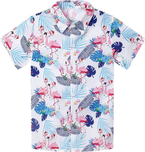 Boy's Hawaiian Shirt Short Sleeve Casual Button Down Beach Aloha Shirt Kids Summer Luau Hawaii Shirts 5–14 Years in Saudi Arabia