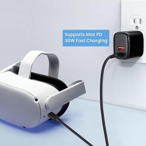 20W PD USB C Fast Charger Compatible with Meta Quest 3 - Dual Port USB + Type C Adapter with 6.6ft C to C Charging Cable for Oculus Quest 2 Headset in Saudi Arabia