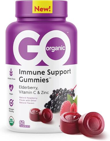 GO ORGANIC Dietary Immune Support Supplement Gummies | 60 Count | Elderberry Immunity in Saudi Arabia