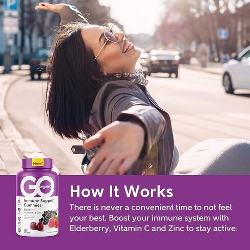 GO ORGANIC Dietary Immune Support Supplement Gummies | 60 Count | Elderberry Immunity in Saudi Arabia