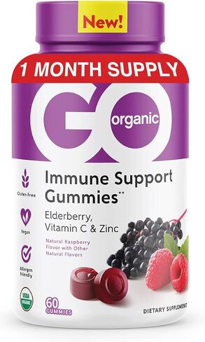 GO ORGANIC Dietary Immune Support Supplement Gummies | 60 Count | Elderberry Immunity in Saudi Arabia