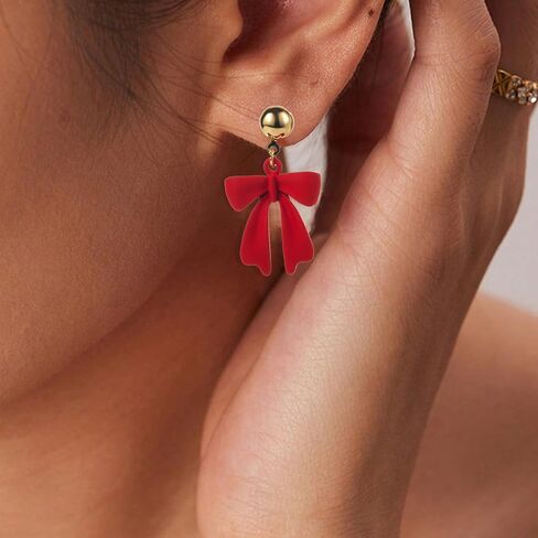 Bow Earrings for Women Sparkly Rhinestone Bow Earrings Red Earrings for Women Pearl Bow Earrings Womens Gifts for Valentines Day in Kuwait