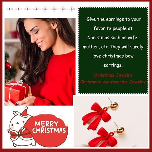 Bow Earrings for Women Sparkly Rhinestone Bow Earrings Red Earrings for Women Pearl Bow Earrings Womens Gifts for Valentines Day in Kuwait