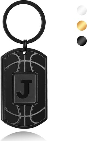 Initial Keychain Gifts for Men,Basketball Letter Dog Tag Mens Keychain,Mens Accessories Christmas Gifts in Kuwait