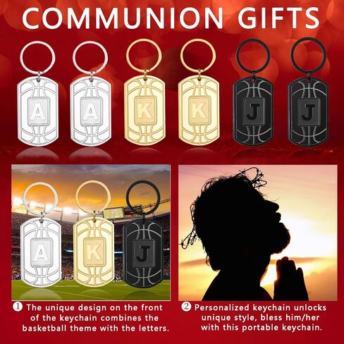 Initial Keychain Gifts for Men,Basketball Letter Dog Tag Mens Keychain,Mens Accessories Christmas Gifts in Kuwait