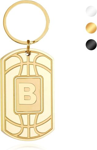 Initial Keychain Gifts for Men,Basketball Letter Dog Tag Mens Keychain,Mens Accessories Christmas Gifts in Kuwait