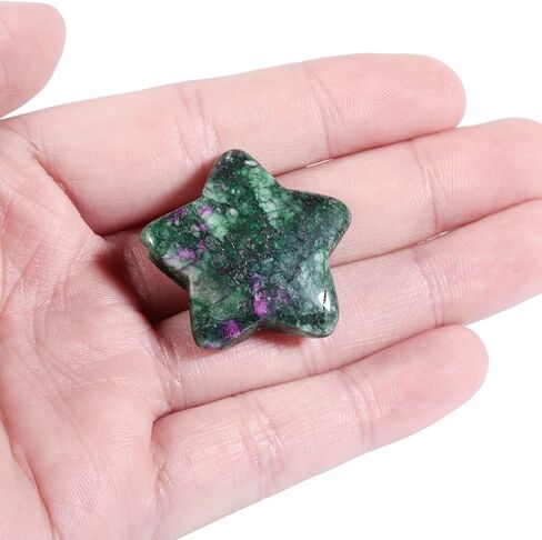 5 Pcs Reiki Crystal Stars Polished Palm Worry Stone for Chakra Balance, DIY Jewelry Making, Meditation, Ruby in Fuchsite in Kuwait