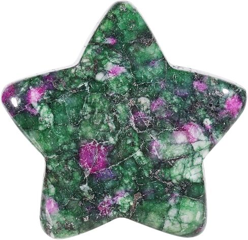 5 Pcs Reiki Crystal Stars Polished Palm Worry Stone for Chakra Balance, DIY Jewelry Making, Meditation, Ruby in Fuchsite in Kuwait