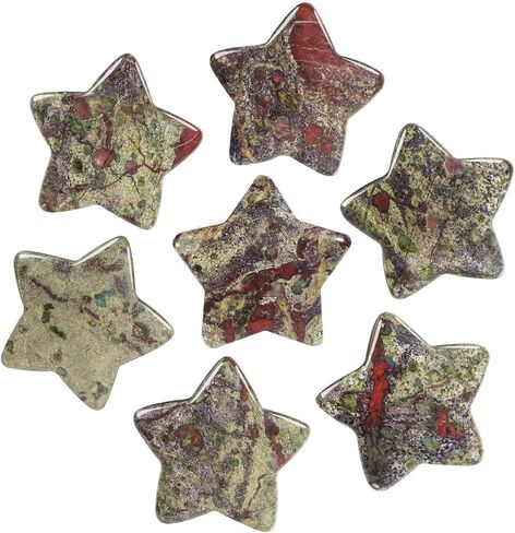5 Pcs Reiki Crystal Stars Polished Palm Worry Stone for Chakra Balance, DIY Jewelry Making, Meditation, Ruby in Fuchsite in Kuwait