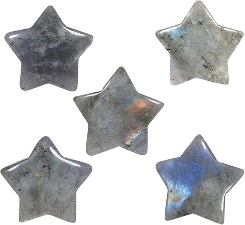 5 Pcs Reiki Crystal Stars Polished Palm Worry Stone for Chakra Balance, DIY Jewelry Making, Meditation, Ruby in Fuchsite in Kuwait