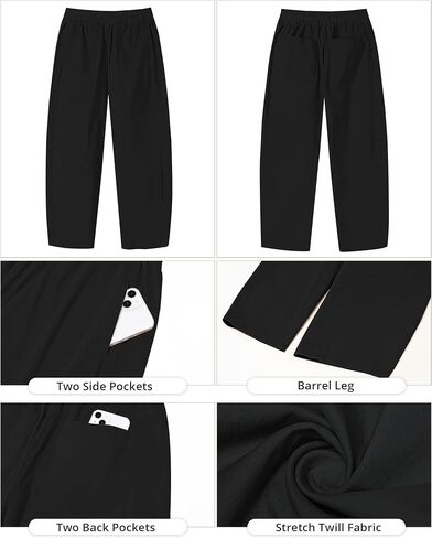 GRAPENT Wide Leg Pants Woman High Waisted Trendy Cropped Barrel Pull On Baggy Elastic Waist Loose Fit Pants with Pockets in Saudi Arabia
