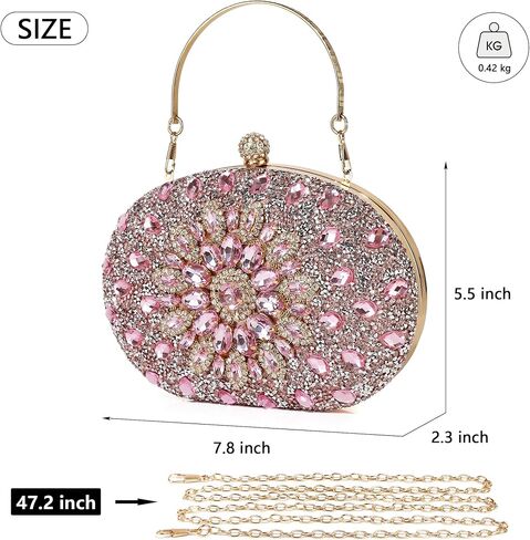 Rhinestone Evening Clutch Purses for Women, Party Crystal Purses Diamond Handbag Weddings Formal Bag in Saudi Arabia