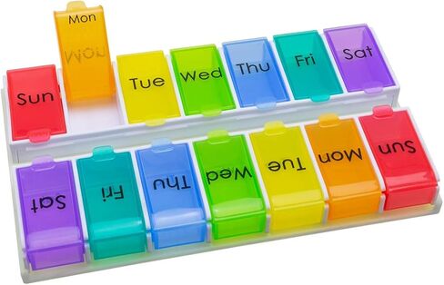 EZY DOSE Ezy Fill (14-day) Pill Case, Medicine Planner, Vitamin Organizer Box, 2 Times a Day, Daily Planner, Detachable Pill Dispenser, Convenient and Easy to Use, Rainbow, BPA Free in Saudi Arabia