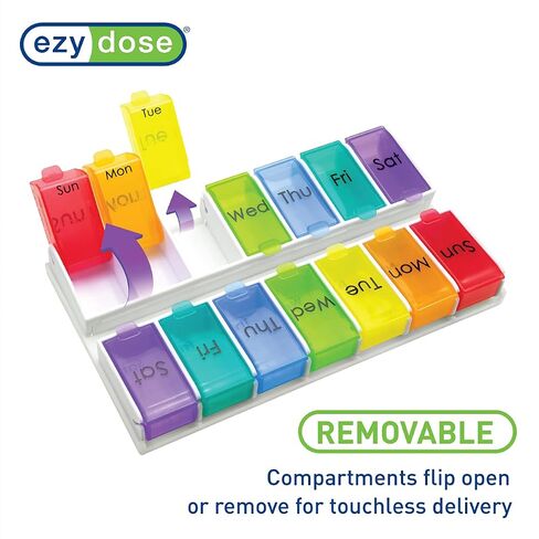 EZY DOSE Ezy Fill (14-day) Pill Case, Medicine Planner, Vitamin Organizer Box, 2 Times a Day, Daily Planner, Detachable Pill Dispenser, Convenient and Easy to Use, Rainbow, BPA Free in Saudi Arabia