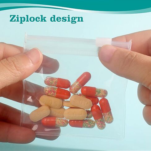18 Packs Pill Pouch Bags BPA Free Pill Bags 12mil 3 x 2.75 Inch Transparent Small Zip Bags Reusable Drug Bags Seal Zipper Pill Pouches for Travel Medicine Organizer, Jewelry, Small Craft Pieces in Kuwait