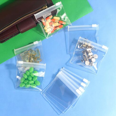 18 Packs Pill Pouch Bags BPA Free Pill Bags 12mil 3 x 2.75 Inch Transparent Small Zip Bags Reusable Drug Bags Seal Zipper Pill Pouches for Travel Medicine Organizer, Jewelry, Small Craft Pieces in Kuwait