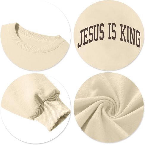 Christian Sweatshirts for Women Jesus is King Letter Sweatshirt Jesus Loves You Sweater Jesus Faith Tops in Kuwait