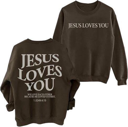 Christian Sweatshirts for Women Jesus is King Letter Sweatshirt Jesus Loves You Sweater Jesus Faith Tops in Kuwait