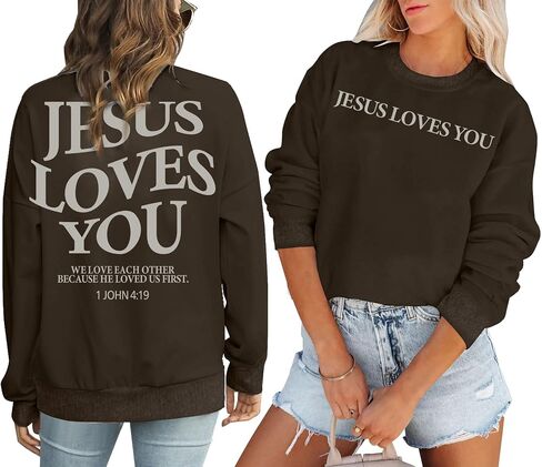 Christian Sweatshirts for Women Jesus is King Letter Sweatshirt Jesus Loves You Sweater Jesus Faith Tops in Kuwait