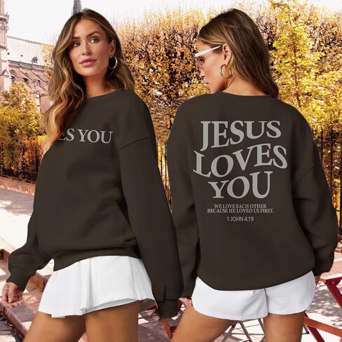 Christian Sweatshirts for Women Jesus is King Letter Sweatshirt Jesus Loves You Sweater Jesus Faith Tops in Kuwait