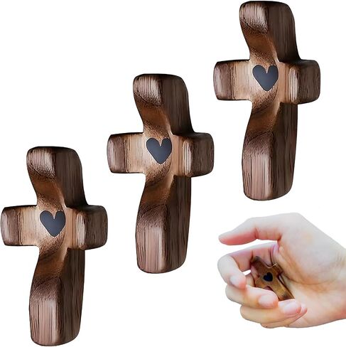 Orgcity Cross My Heart, Encouragement Gift, Black Walnut Prayer Cross, Comfort For Handheld, Relieve Anxiety For Youself, Family & Friends, Religious Gift For Children Men Women (1 PCS) in Saudi Arabia