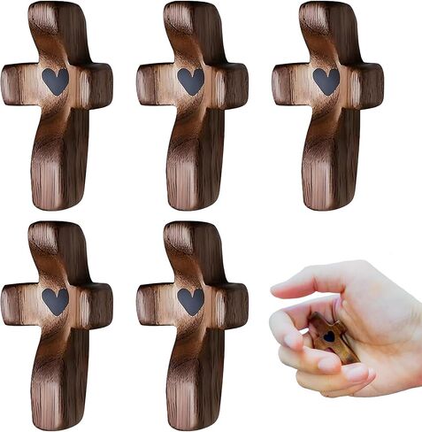 Orgcity Cross My Heart, Encouragement Gift, Black Walnut Prayer Cross, Comfort For Handheld, Relieve Anxiety For Youself, Family & Friends, Religious Gift For Children Men Women (1 PCS) in Saudi Arabia