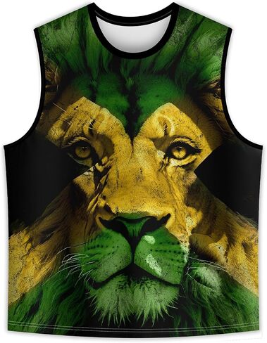 Men's Jamaica Lion Tank Top Jamaican Flag Graphic Printed Vest Shirt Quick Dry Sleeveless Sports Gym Fitness Tank Top in Kuwait