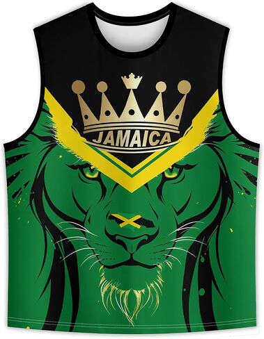 Men's Jamaica Lion Tank Top Jamaican Flag Graphic Printed Vest Shirt Quick Dry Sleeveless Sports Gym Fitness Tank Top in Kuwait