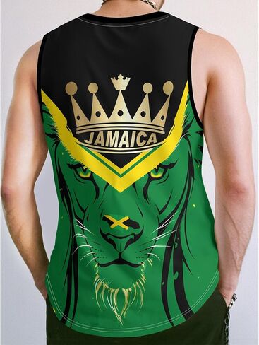 Men's Jamaica Lion Tank Top Jamaican Flag Graphic Printed Vest Shirt Quick Dry Sleeveless Sports Gym Fitness Tank Top in Kuwait