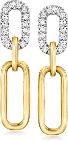 RS Pure by Ross-Simons 0.10 ct. t.w. Diamond Paper Clip Link Drop Earrings in 14kt Yellow Gold in Saudi Arabia