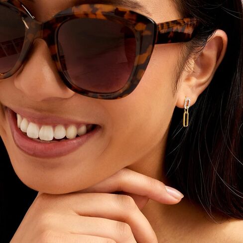 RS Pure by Ross-Simons 0.10 ct. t.w. Diamond Paper Clip Link Drop Earrings in 14kt Yellow Gold in Saudi Arabia