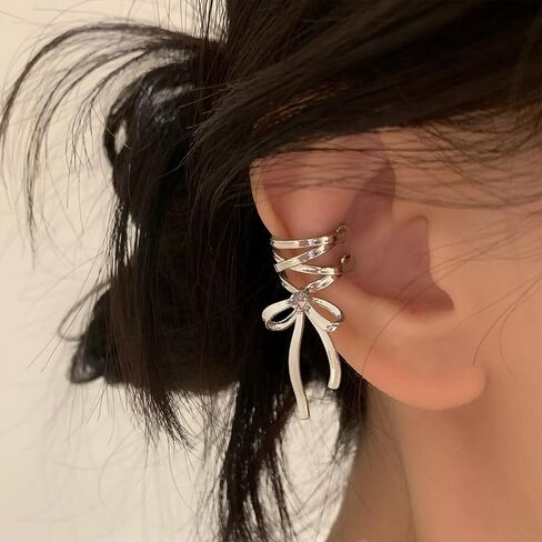 أنيقة الشريط القوس الأذن كليب الكفة الأقراط الغضروف Bowknot أقراط مجوهرات للنساء in Kuwait