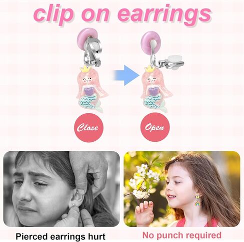 Hicdaw Kids Clip On Earrings for Girls, 25/30 Pairs Party Favor Hypoallergenic Jewelry Earrings for Kids Ages 4-12, Cute Animal Clip On Earrings for Little Girls with No Ear Holes Set Mixcolor in Saudi Arabia